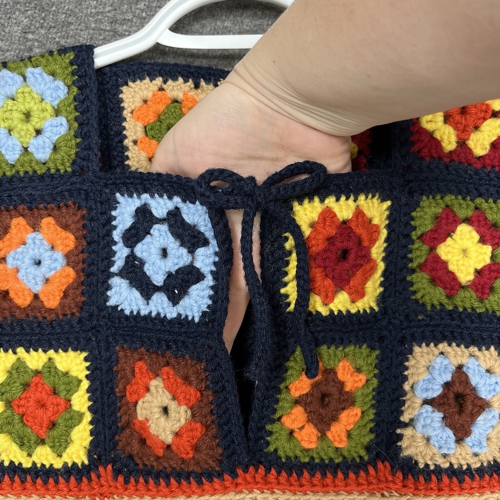 Vintage Handmade Granny Square Crochet Tank Top Women's Small Hippie Colorblock - Picture 2 of 10